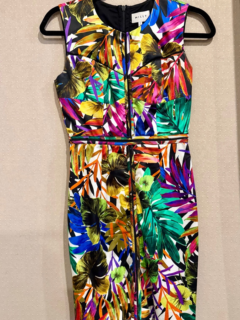 Milly Multicolor Tropical Floral Zip Sheath Dress